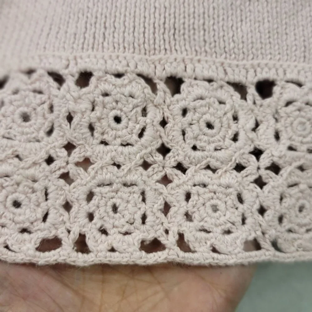Vintage Margules Crochet Crop Top M Pink Retro Boho Romantic Cottagecore Dainty - Picture 5 of 12